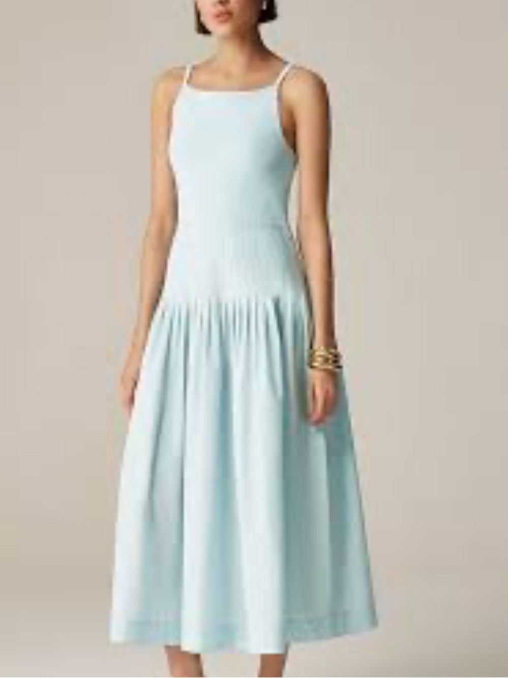 J. Crew Light Blue Smocked Strap Midi Dress